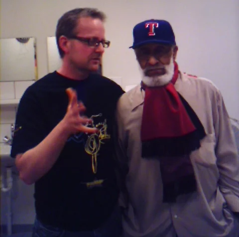 Ulli Jünemann mit Saxophon und Jazz-Legende Sonny Rollins